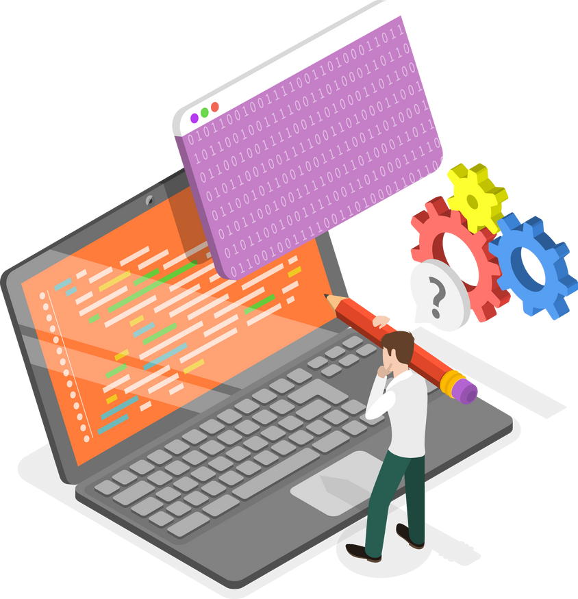 3D Isometric Flat Illustration of Software Development. Item 3